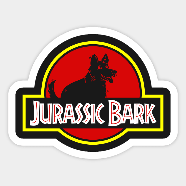 Jurassic Bark Sticker by dumbshirts